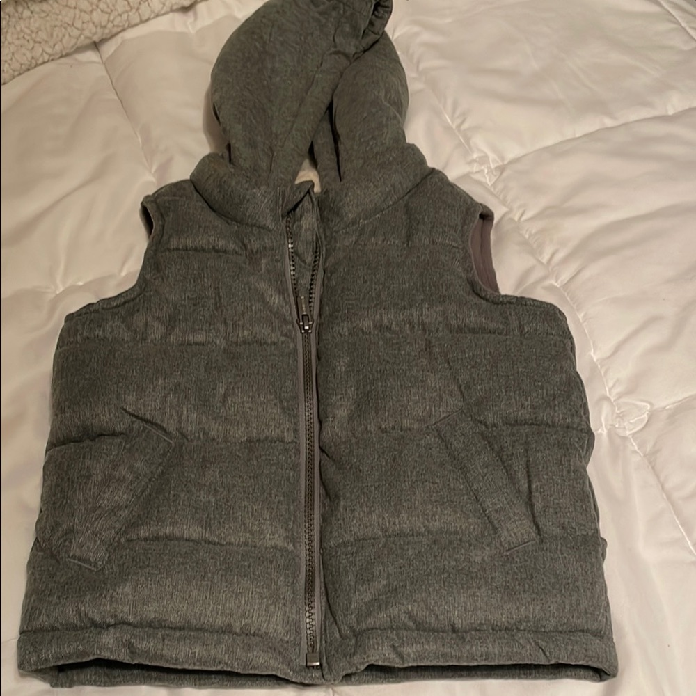 Gray Hooded Puffer Vest
